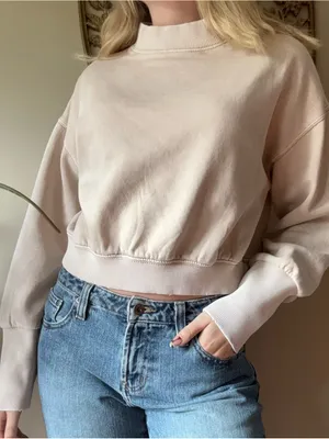 We The Free “Nikki” Cropped Cream Sweatshirt thumbnail 1