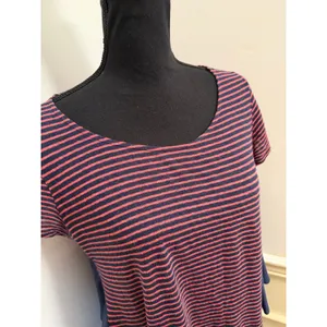 Anthropologie Meadow Rue Sideswing Striped Ruffle Back Top Linen Cotton Blend thumbnail 2