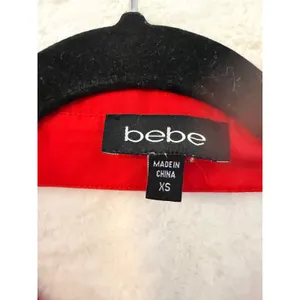 Bebe Red Mini Dress Womens XS Sleeveless Halter Lace Floral Pockets Button Front thumbnail 5