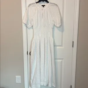 J. CREW Provence Smocked-Waist Midi Dress in Eyelet XS thumbnail 3