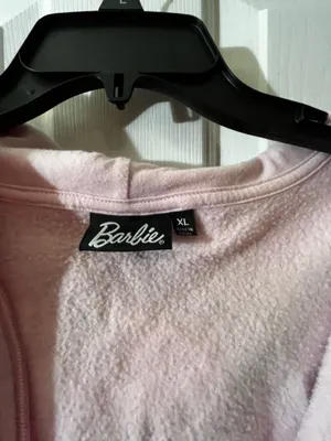 Barbie Pink Full Zip Hoodie Graphic Logo & Doll Face Women's Size XL thumbnail 3