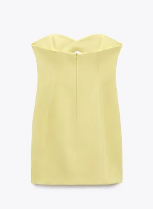 ZARA Bodycon Strapless Mini Lemon Party Coctail Shower Bridal 🍋Dress thumbnail 14