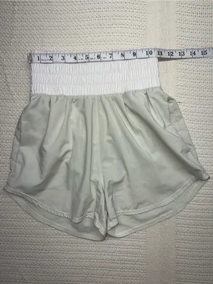 Nike Women's Athletic Shorts in Sage Green with White Waistband thumbnail 6