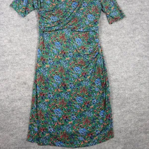 Boden Green Size-US 16R Sheath Dress Floral Tencel Lyocell Ruched Surplice thumbnail 10