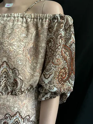 Wrangler Off-Shoulder Paisley Print Dress in Beige & Brown SM NWT thumbnail 3