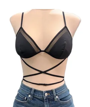 Victoria's Secret Black Strappy Triangle Bralette Size Large NWOT thumbnail 1