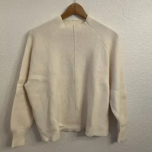 Mango Cropped Boxy Mock Neck Ribbed Sweater S‎ Cream Ivory thumbnail 2