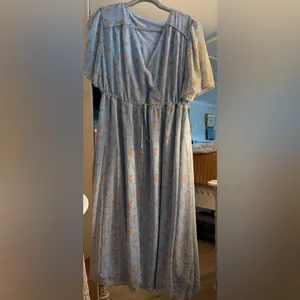 NEW Plus Size Wrap Floral Maxi Dress Short Sleeves Casual Maxi Dresses 3X thumbnail 4