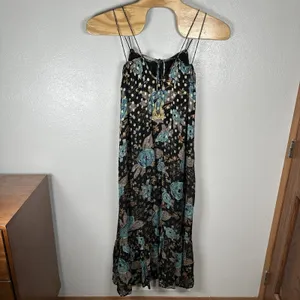 Natural Life The Alice Floral‎ Metallic Maxi Dress Womens XS Sleeveless Tiered thumbnail 5