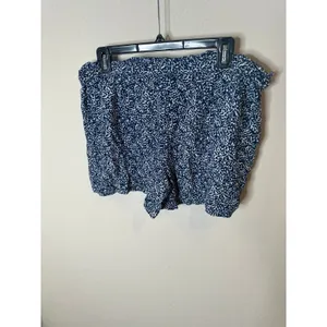 Madewell Womens Shorts Blue White Floral Print‎ Paperbag Waist Size L thumbnail 2