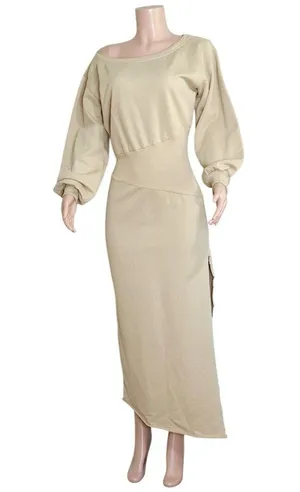 SER.O.YA. Elo Long Sleeve Fleece Sweater Dress, Camel, Large thumbnail 7