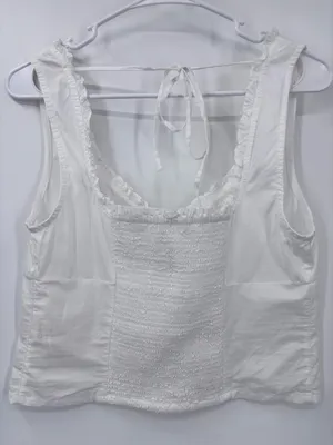 Free People White Hook-and-Eye Ruffle-Trim Crop Camisole thumbnail 5