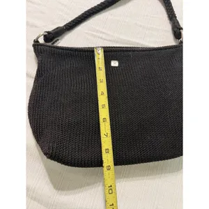 Lina Black Crochet Shoulder Bag Braided Strap Floral‎ Lining Hobo Handbag thumbnail 4
