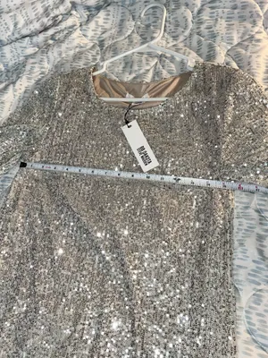 BB Dakota Steve Madden Silver Sequin Mini Shift Dress Size M thumbnail 5