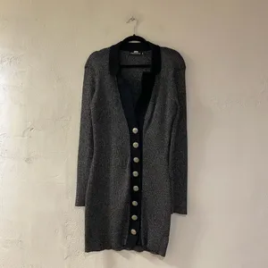 retrofête Mimi Sweater Long Sleeve Mini Dress in Gray Black XL thumbnail 3