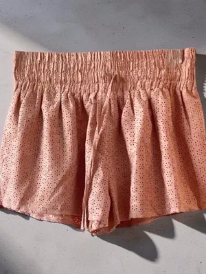 ANTHROPOLOGIE | Chloe Oliver Perforated Suede Shorts | Dark Peach | Size L thumbnail 4