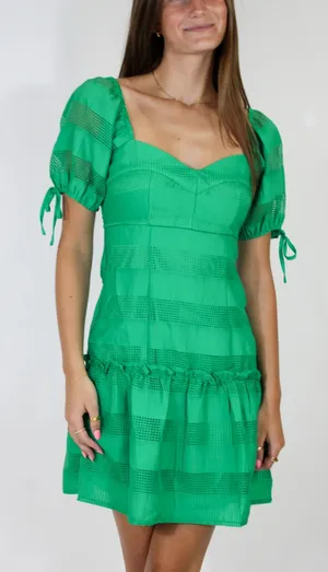 TCEC Green Tiered Textured Mini Dress thumbnail 1