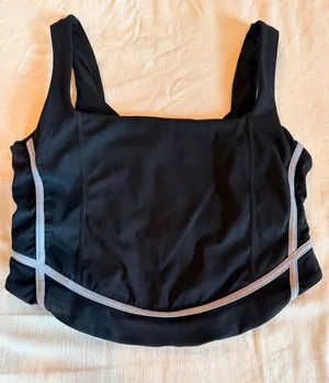 Pants Store Y2K Black Strappy Back Workout Tank Top Built In Bra Medium thumbnail 1