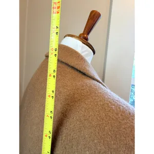 Sandro Straight Cut Brushed Wool Coat Double Breasted Long Camel Brown 36 S thumbnail 13
