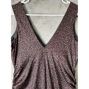 prAna Pearl Isla Dress Deep Pine Spots Ruched Stretch Casual Travel Dress L New thumbnail 4