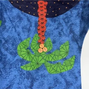 Noah's Ark Quilted Appliqué Novelty Teacher Vest Blue Large thumbnail 5