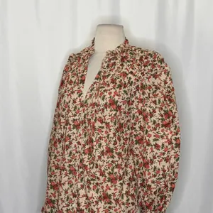 FREE PEOPLE Meant To‎ Be Blouse Floral Vintage Combo Ruffled Smocked Small thumbnail 7