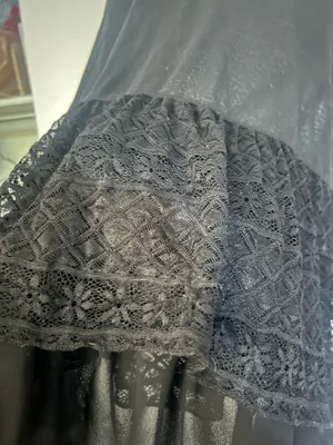 Black lace hem sheer dress thumbnail 3