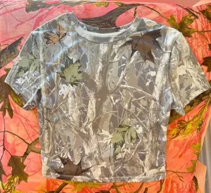 camo print pattern real tree short sleeve crop top t shirt thumbnail 1