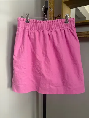 J Crew Size 6 Linen Blend Pink Paper Bag Elastic Waist Casual Skirt thumbnail 3