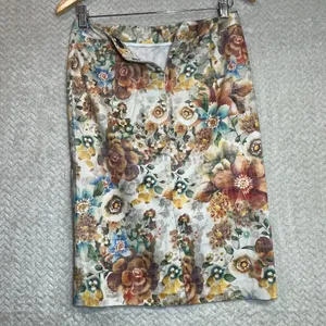 Zara Women's Floral Straight Cotton Blend Vintage-style‎ Skirt Size Small thumbnail 2