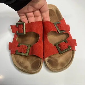 Yokono‎ 2 strap leather sandals made in Spain red leather size 9 thumbnail 3