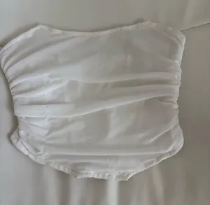 White Strapless Ruched Tube Top Size XS thumbnail 1