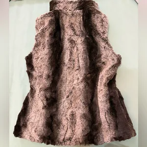 Faux Fur Vest in Brown and Cream 4 thumbnail 2