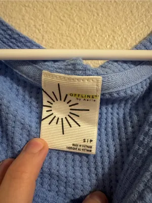 NWOT aerie Light Blue Waffle Knit Long Sleeve Top thumbnail 2