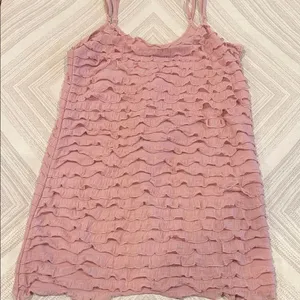 Free People Pink Ruffled Adjustable Strap Long Tank Top Women’s Small thumbnail 1