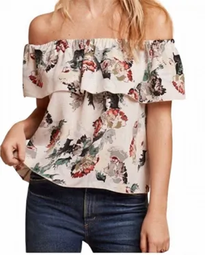 Wilfred Aritzia Promener Floral Off Shoulder Blouse with Silk Trim | S thumbnail 1
