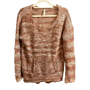 RVCA Womens Space Dye Knit‎ Pullover Sweater Brown Tan Kangaroo Pocket XS/S thumbnail 2