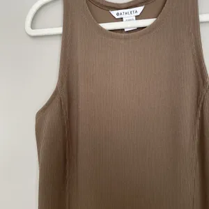 Athleta Size S Signature Rib Dress Sleeveless Modal Blend Athleisure Beige thumbnail 2