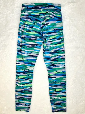 LULULEMON Wunder Under Striped Midi Legging • Blue Green Purple • Women Size 6 • thumbnail 2