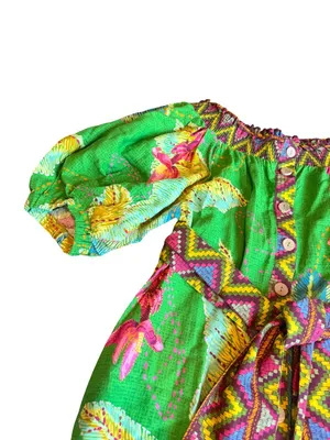 Farm Rio Banana Leaves Off-the-Shoulder Midi Dress Bright Colorful Size Small thumbnail 5