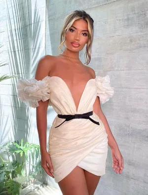 House Of CB NWOT agatha ivory organza dress thumbnail 1
