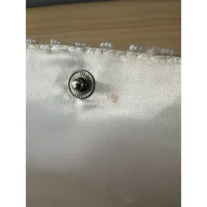 Vtg White Satin Beaded Evening Clutch Purse Handmade Hong Kong Wedding Prom Gala thumbnail 6
