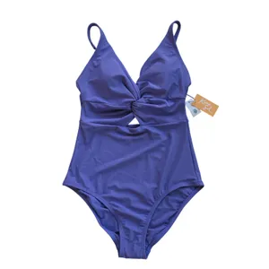 Kona Sol NWT Womens Purple Twist Front Keyhole One Piece Swimsuit Size M 8-10 thumbnail 2