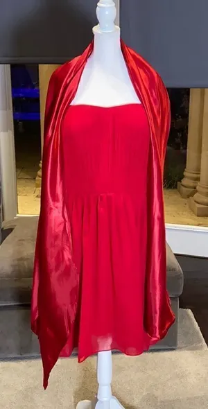 Women’s Burgundy Short Strapless Chiffon Party Prom Dress XXL NWT thumbnail 1