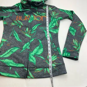 BURTON WB Peak Hoodie Dry-ride Dark Ash Hawaiian‎ Full Zip Hooded Jacket Size XS thumbnail 8