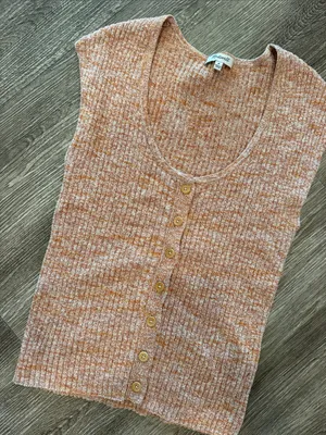 Madewell Marled Shaw Button-Front Sweater Tee Orange tiger medium thumbnail 3