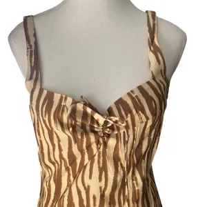 Backyard Roses Ryder Midi‎ Dress Womens Tan Brown Abstract Print Ruched Cinch XL thumbnail 2