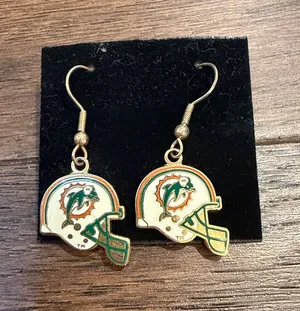 NFL Miami Dolphins Helmet Team Earrings - C15-033 thumbnail 1