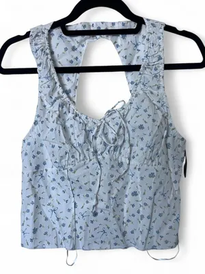 White Floral Coquette Sleeveless Tank Top thumbnail 1