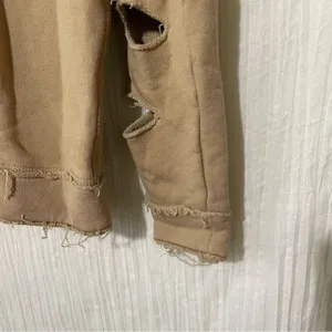 ALALA Cypher Distressed Sweatshirt Small Tan Cutout Pullover Athleisure thumbnail 7